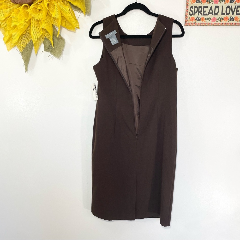 NWT KORET DRESS size 8 Sleeveless crewneck brown double layered dress - Picture 4 of 5